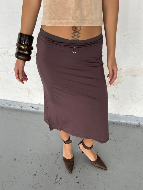 Aquila O'Ring Midi Skirt — Umber