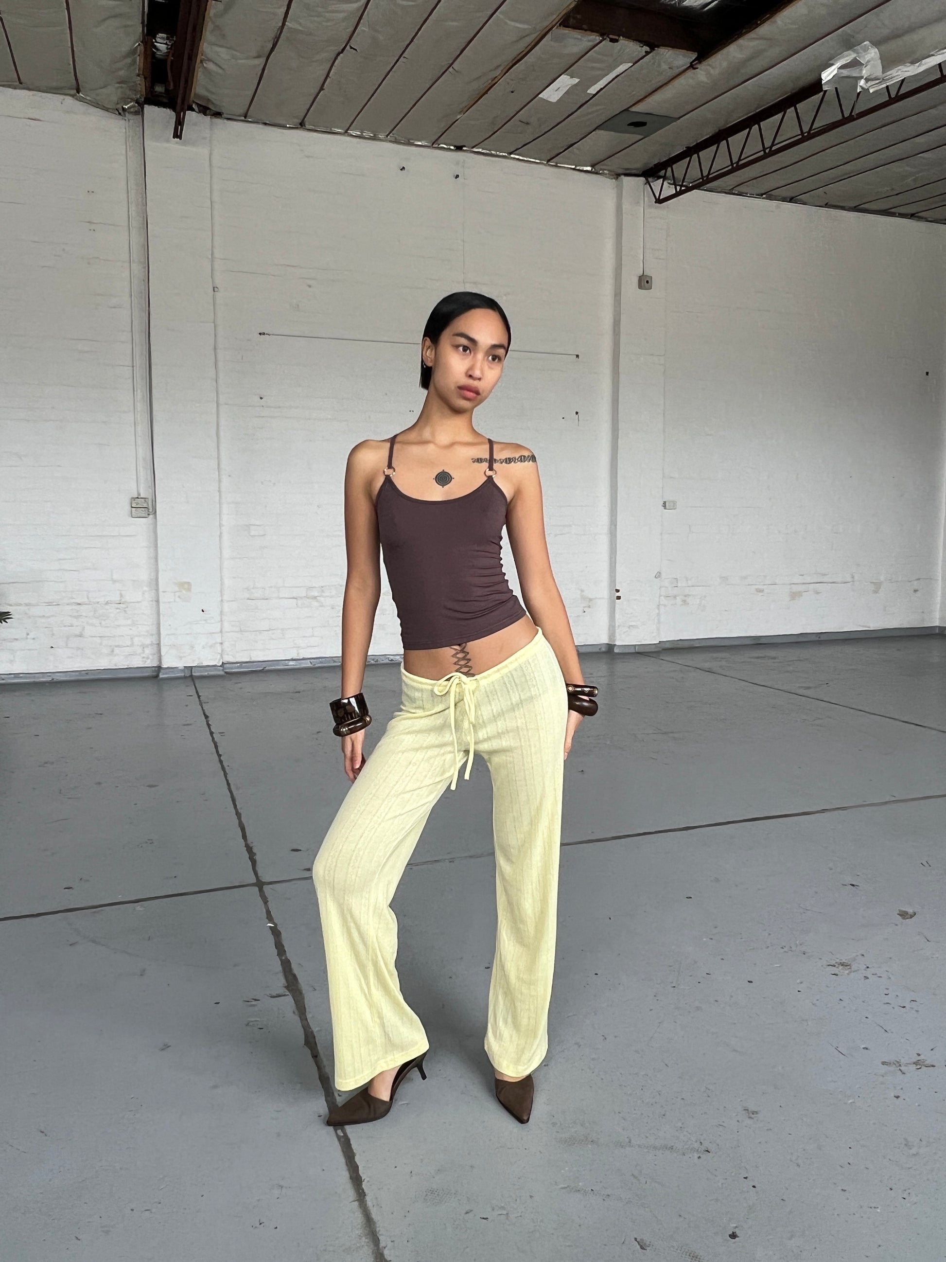 Dusty Lounge Pants — Lemon Pointelle