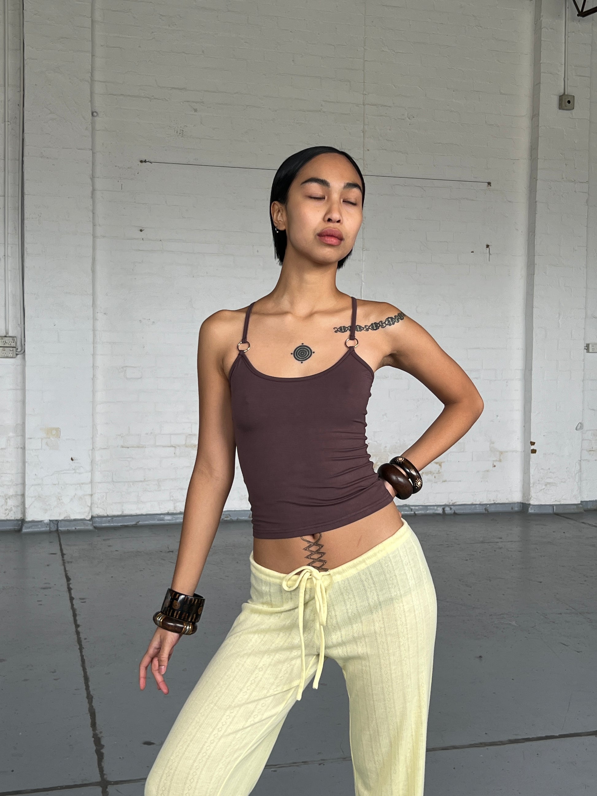 Dusty Lounge Pants — Lemon Pointelle