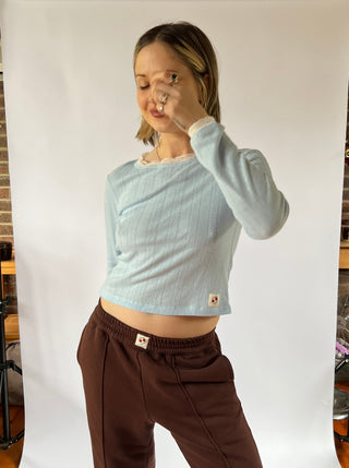 Pointelle Long Sleeve — Baby Blue