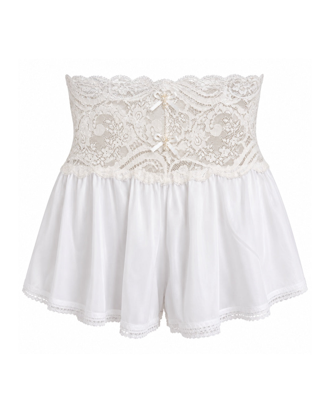 Cream Lace Waistband Slip Shorts (XS–S)