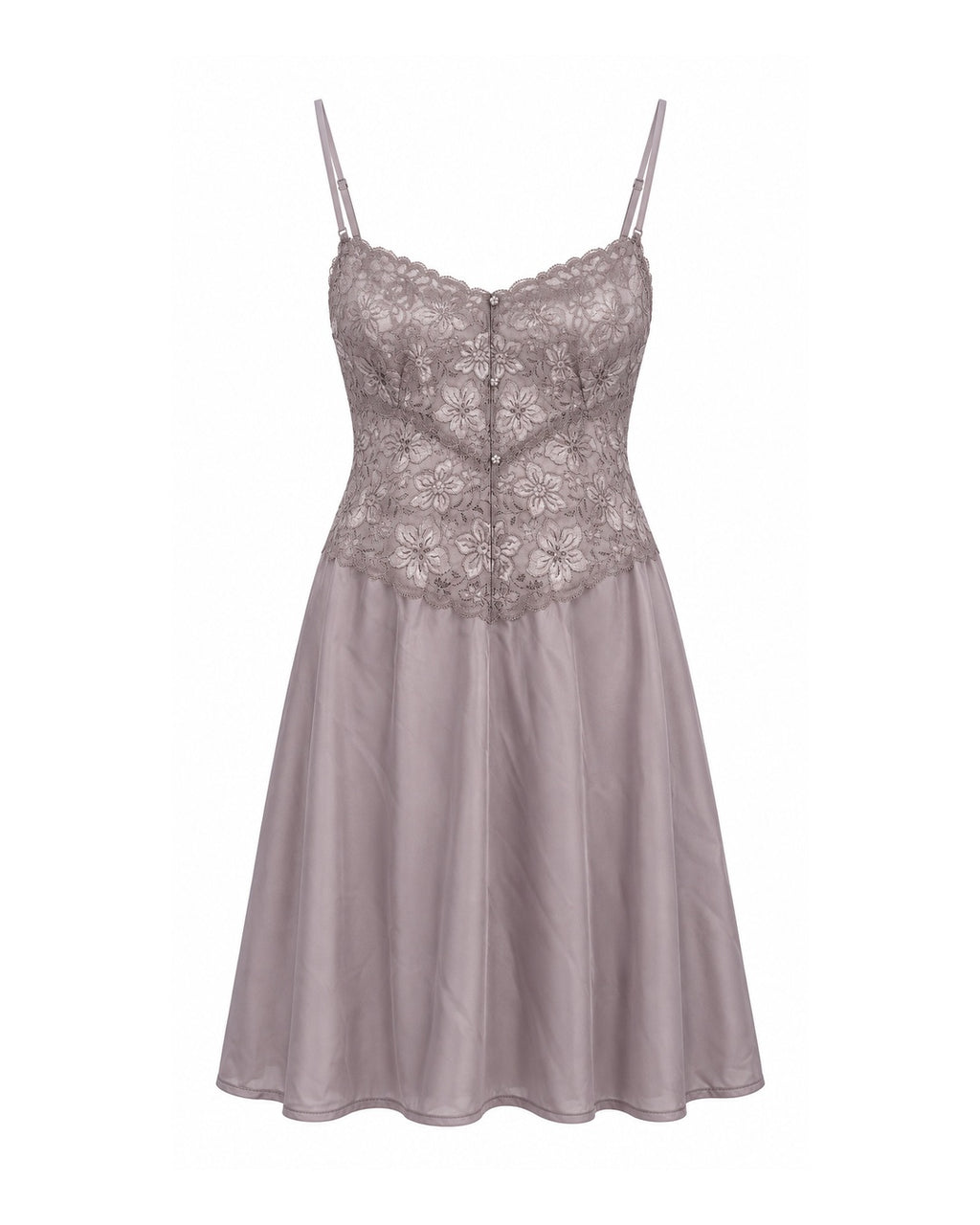 Grey Silver Daisy Lace Slip Dress (M–L)