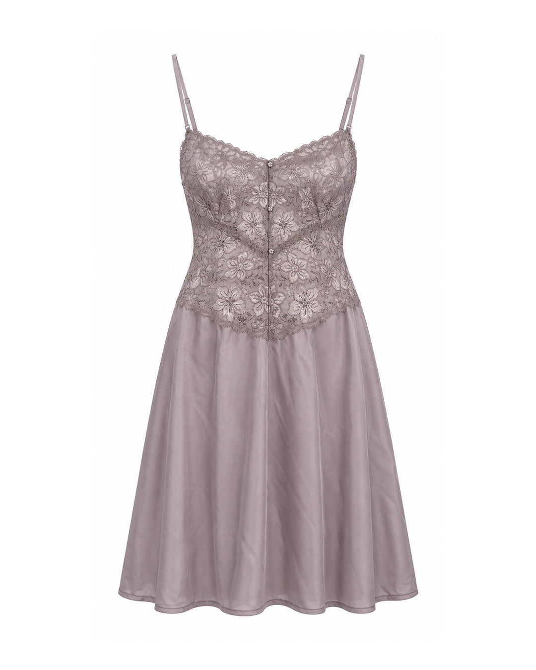 Grey Silver Daisy Lace Slip Dress (M–L)