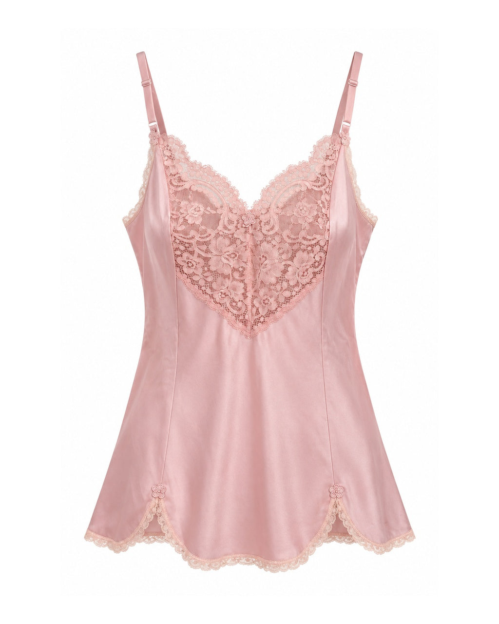 Pink Lace Sweetheart Slip Cami (S–M)