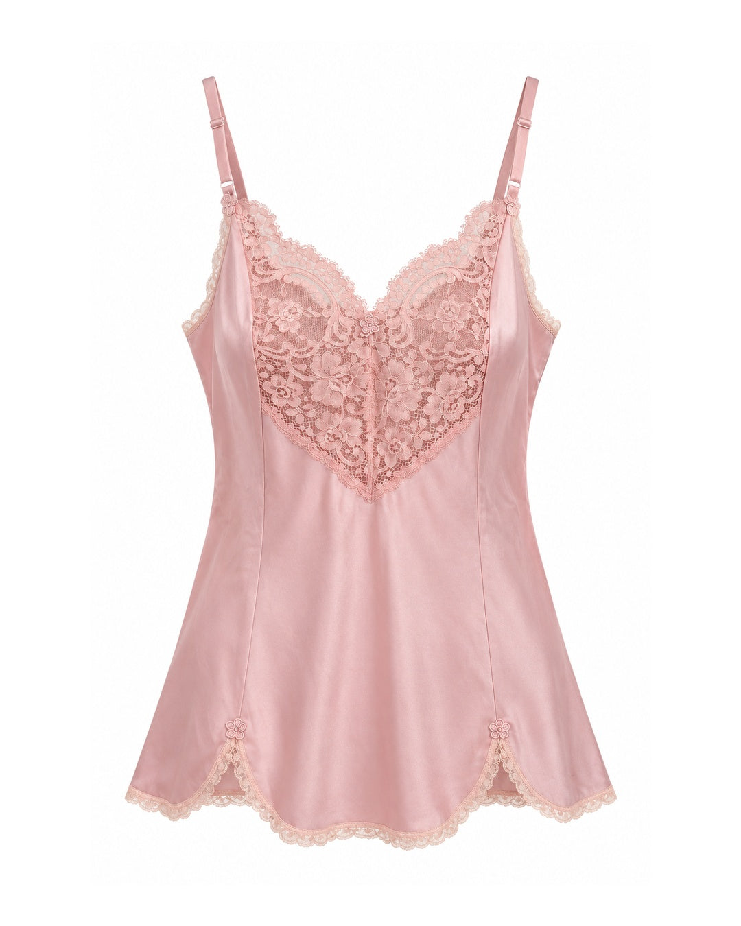Pink Lace Sweetheart Slip Cami (S–M)