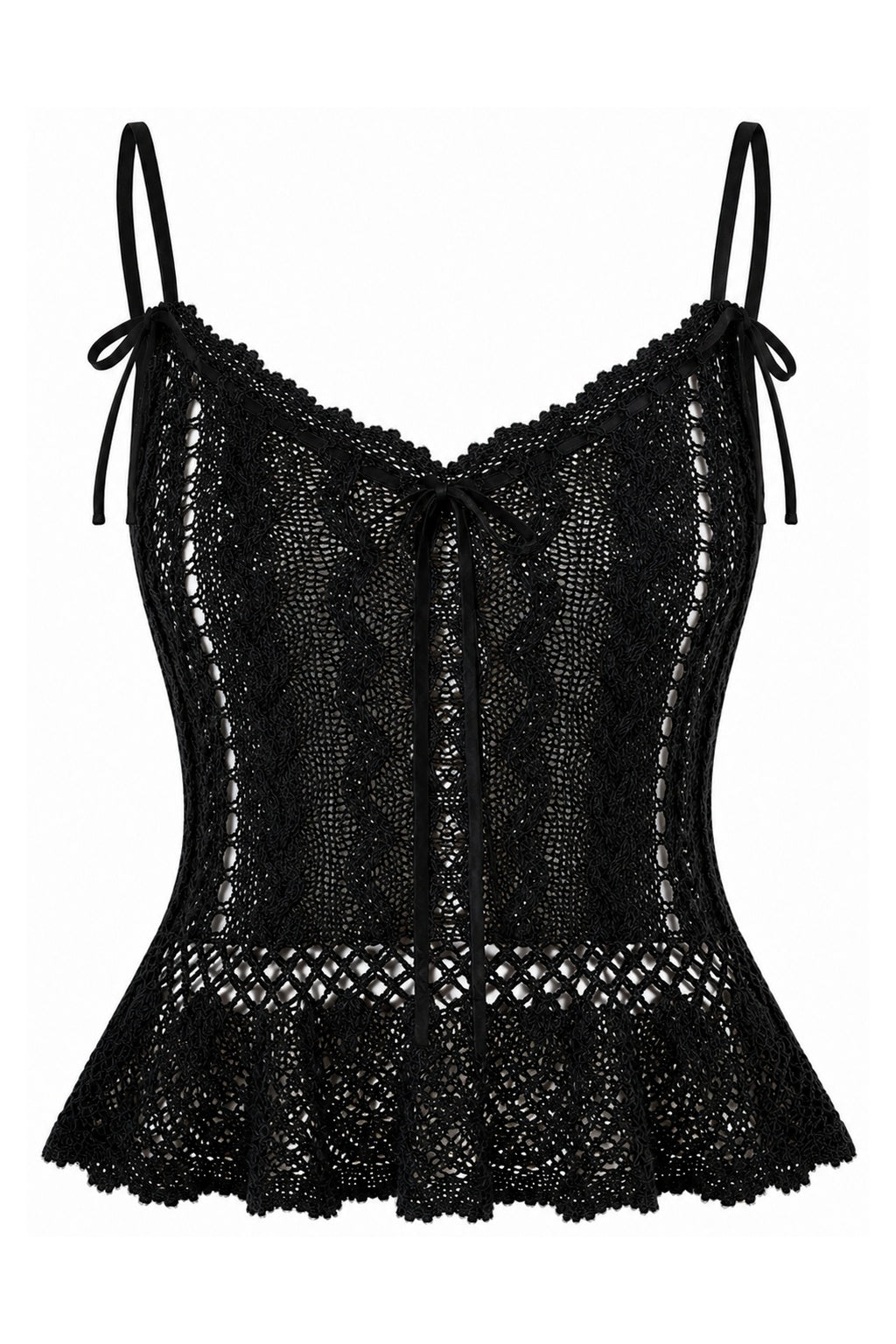 Y2K Silk Knit Cami Top — Black (XS/S)