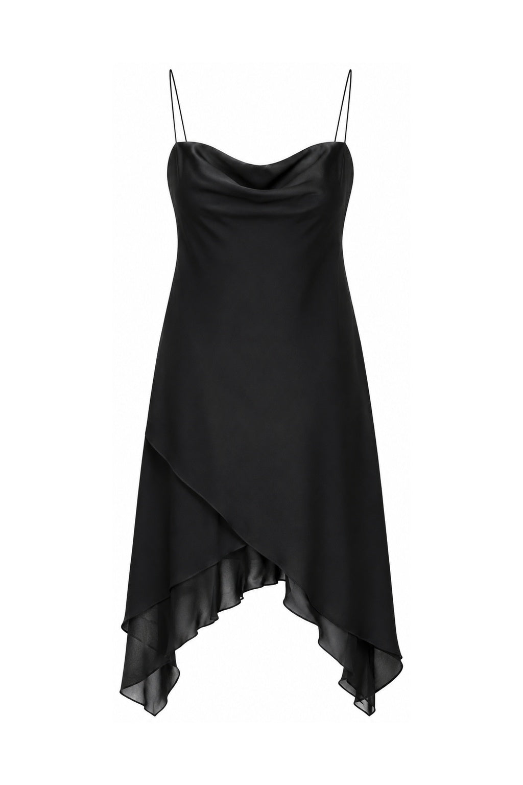 Vintage Y2K Black Satin Chiffon Cowl Neck Dress (XL/XXL) – Highrack Studios