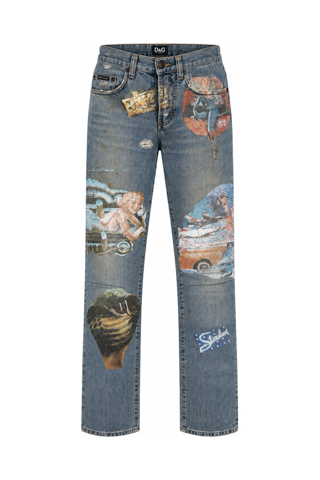 D&G by Dolce & Gabbana Vintage 2000s Art Print Jeans (S)