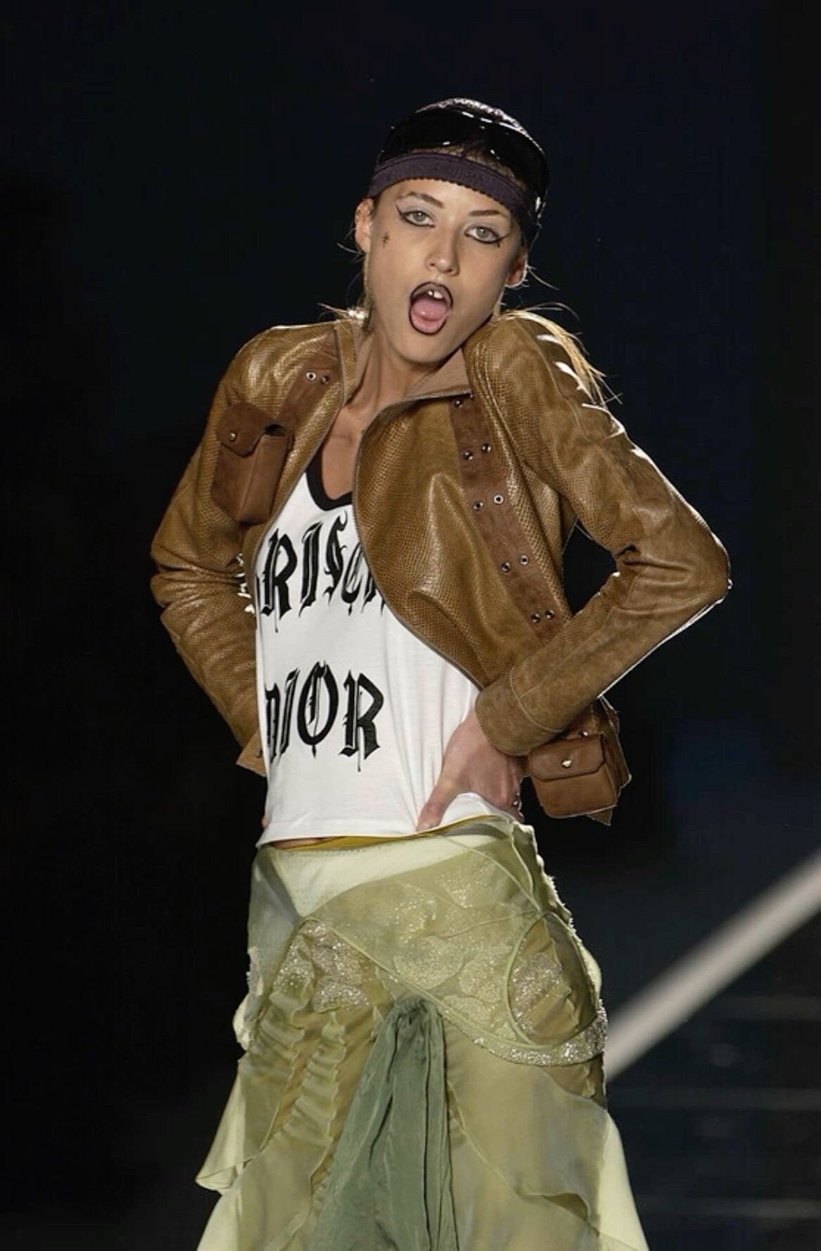 Christian Dior by John Galliano SS02 Gothic Logo Long Sleeve Top