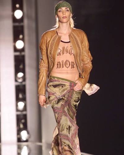 Christian Dior by John Galliano SS02 Gothic Logo Long Sleeve Top