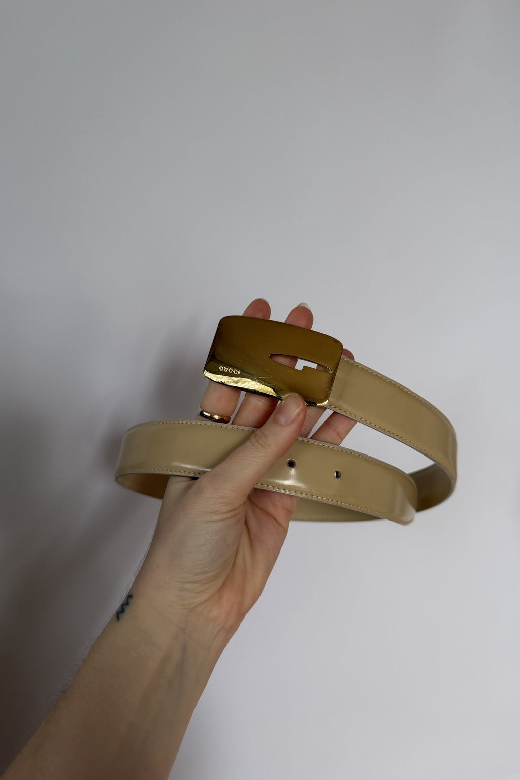 Gucci 1996 AW Tom Ford Era Archive Belt in beige Leather