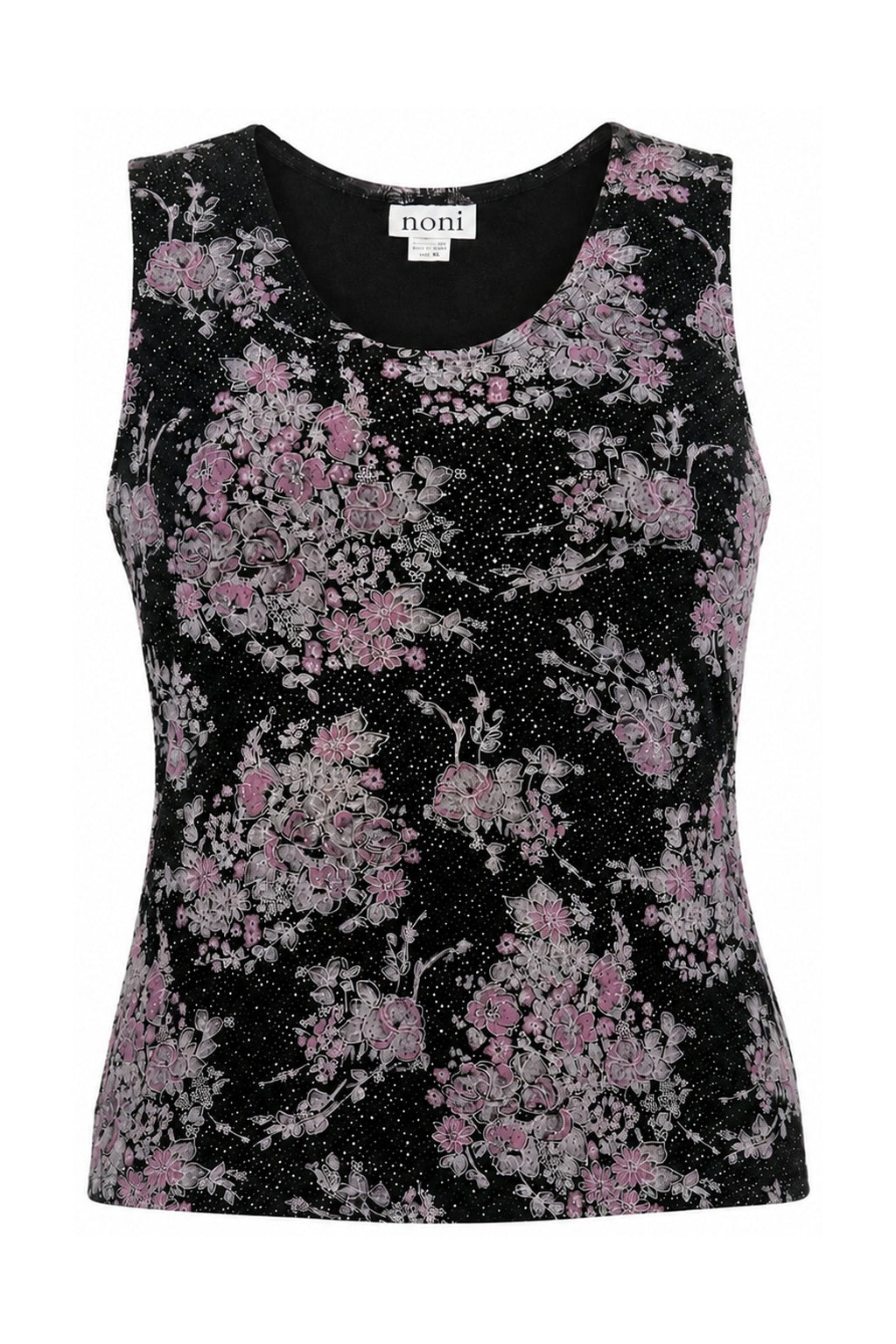 Vintage Black & Purple Glitter Floral Top (Fits XL/XXL)