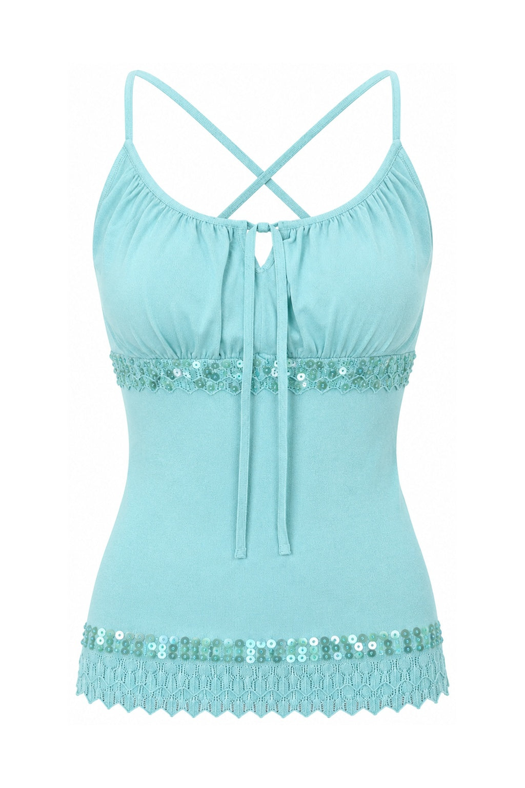 Aqua Sequin Y2K Top (S/M)