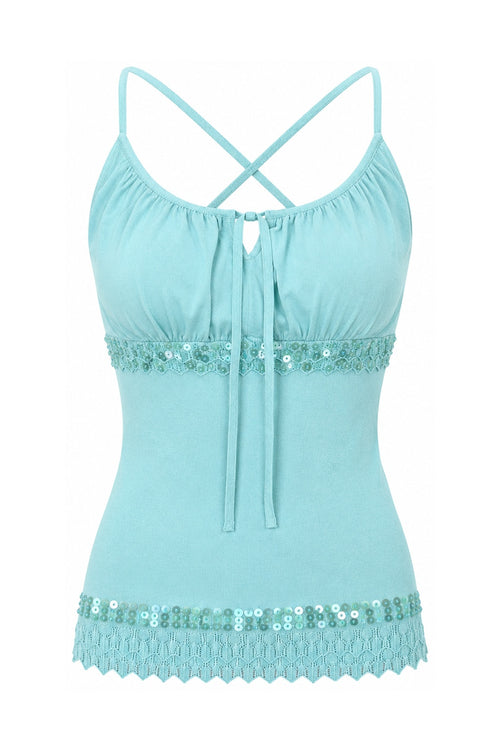 Aqua Sequin Y2K Top (S/M)