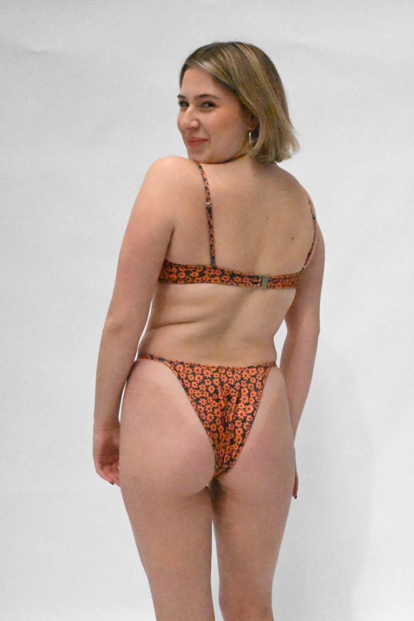 Fairytopia Balconette Top — Brown Retro Flower