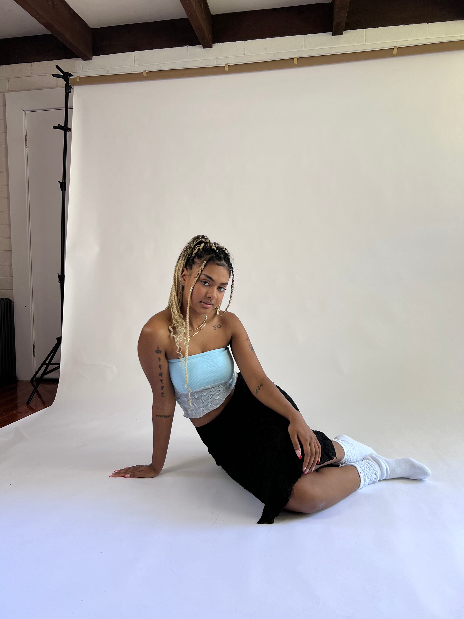 Sabrina Mesh Boob Tube — Baby blue