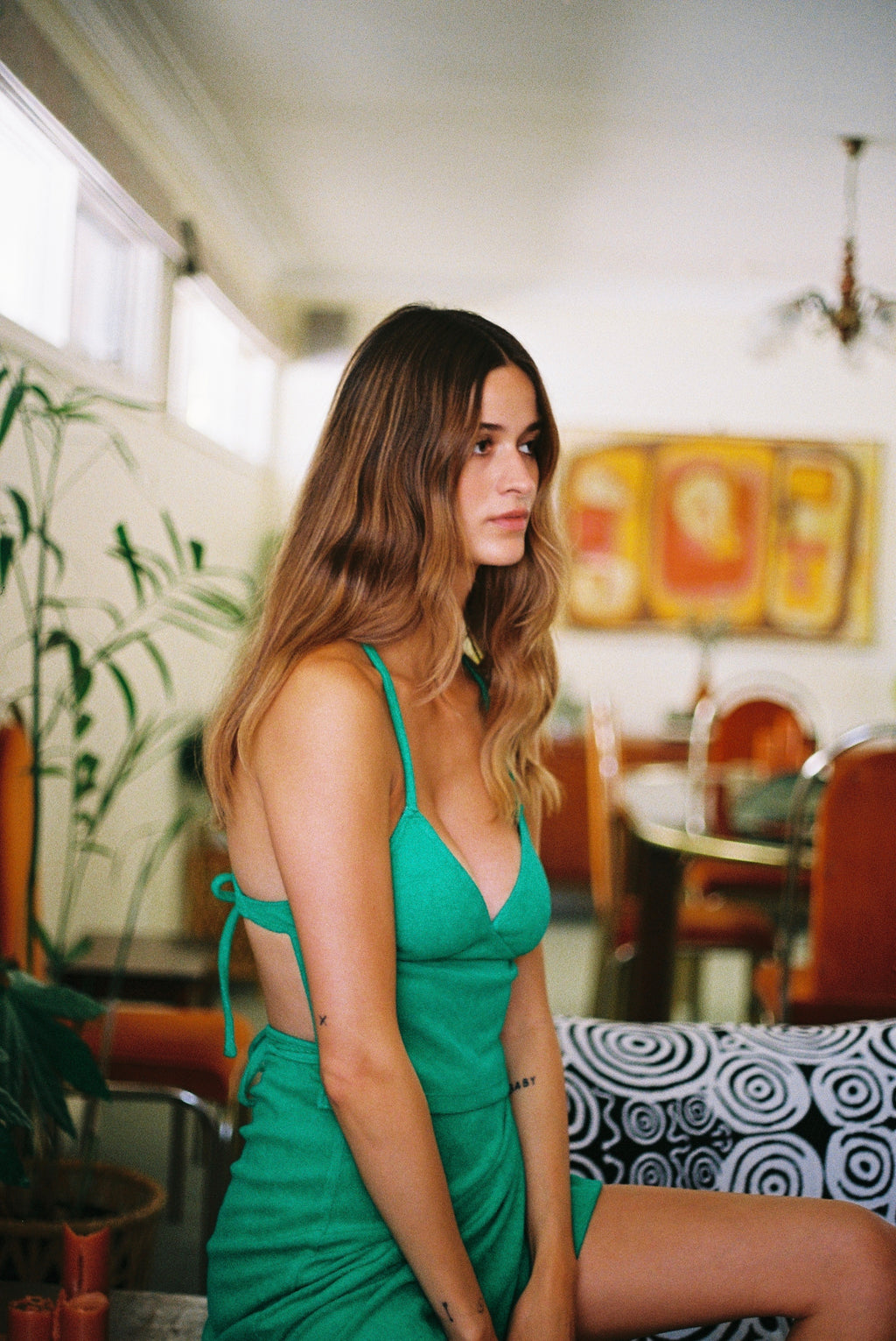 Peggy Backless Top — Retro Green
